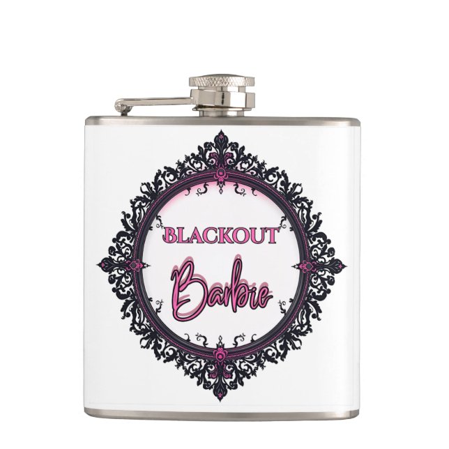 Petaca Blackout Barbie Flask | Dark Glam Party Gift (Anverso)