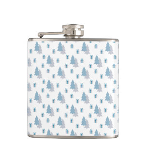 PETACA BLANCO CON ÁRBOLES Y PRESENTES DE NAVIDAD AZUL Y G