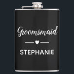 Petaca Blanco De La Camarera Sobre El Boda Personalizado<br><div class="desc">La criada puede necesitar un poco de licor de este matraz personalizado en su bebida,  cuando está ayudando con las sesiones de planificación de su boda. Muéstrale lo que significa para ti.</div>