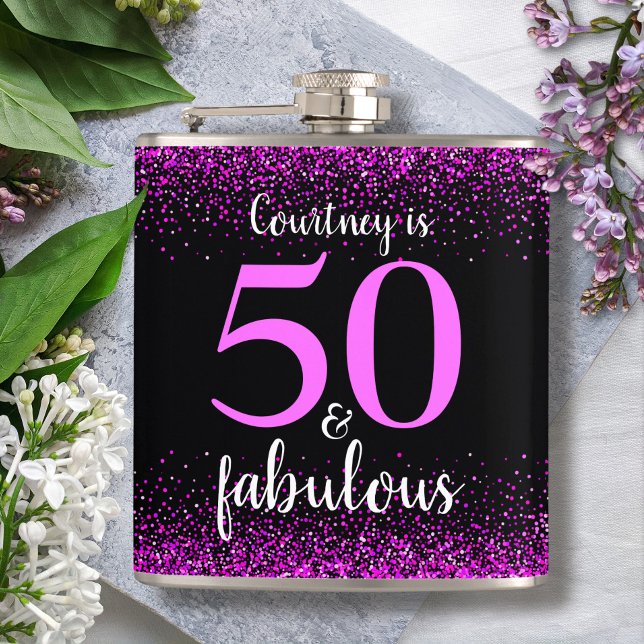 Petaca Blanco rosa negro 50 y fabuloso nombre personaliza (Subido por el creador)
