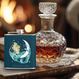 Petaca Blonde Mermaid Moon Fantasy Art Deco