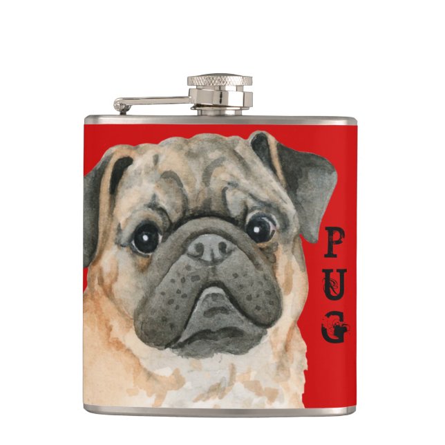 Petaca Bloque de color de pug (Anverso)