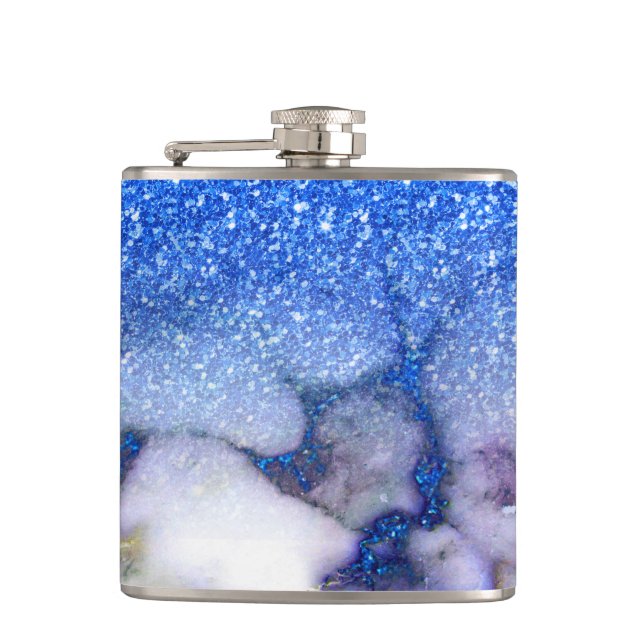 Petaca Blue Faux Purpurina y Marble Ombre (Anverso)