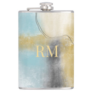 Petaca Blue Gold Black Lines Arte original moderno