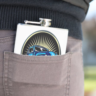 Petaca Blue Hot Rod Clásico Muscular Car Flask