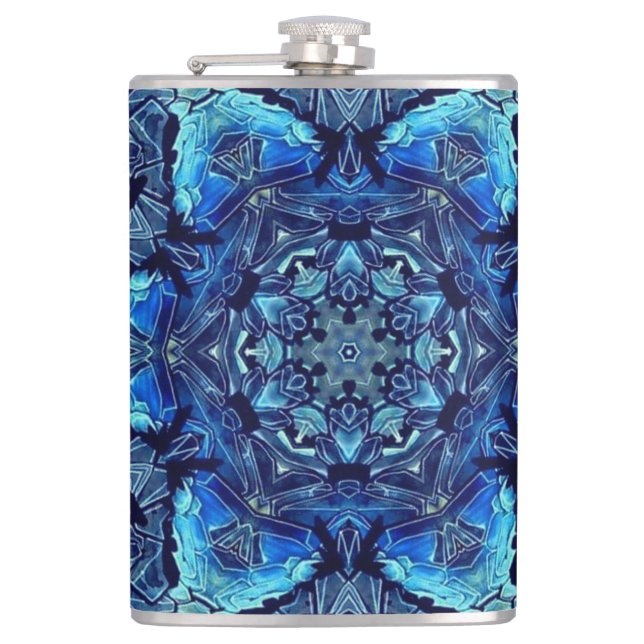 Petaca Blue Lotus Mirror Mandala Art - Flask (Anverso)