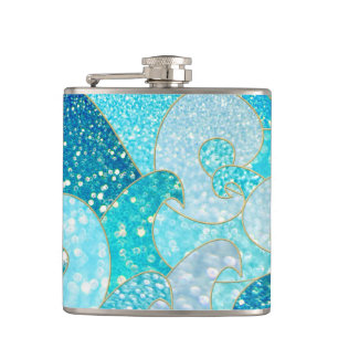 Petaca Blue Mermaid Faux Purpurina Sea - Océano oro Verde