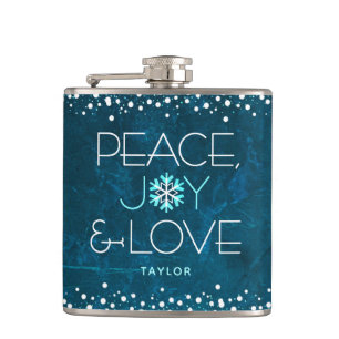 Petaca Blue Peace Joy Love Holiday Snowflake Bold Moderno
