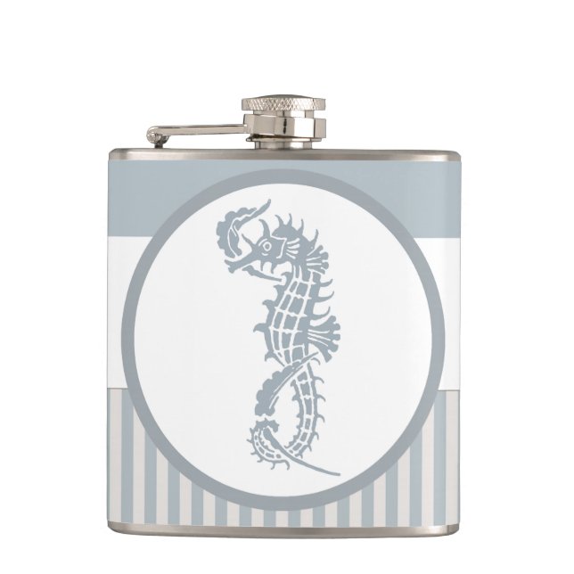 Petaca Blue Seahorse Blue Classic Nautical Elegant (Anverso)