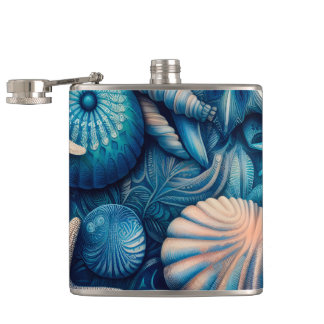 Petaca Blue Shells Beach Batik Starfish Sand Dollar