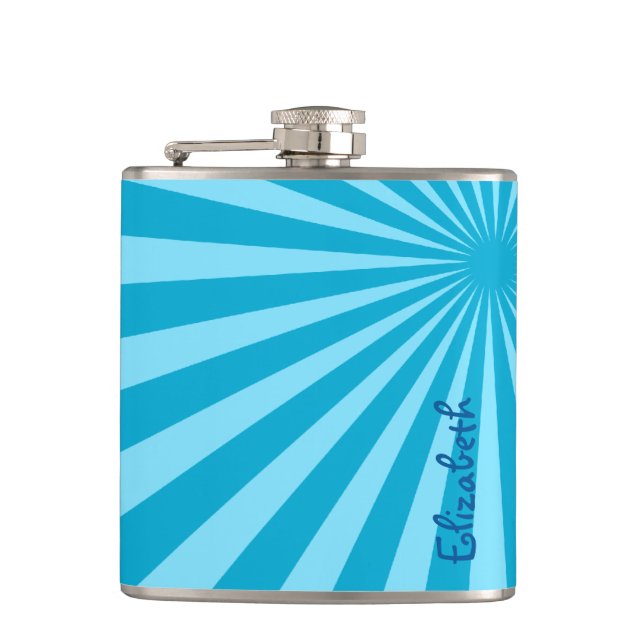 Petaca Blue Sunburst "Add Your Name" (Anverso)