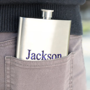 Petaca Blue Two Toned Jackson Name, Hip Flask