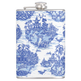Petaca Blue Willow Animal Rabbit Deer Fox Bird Toile