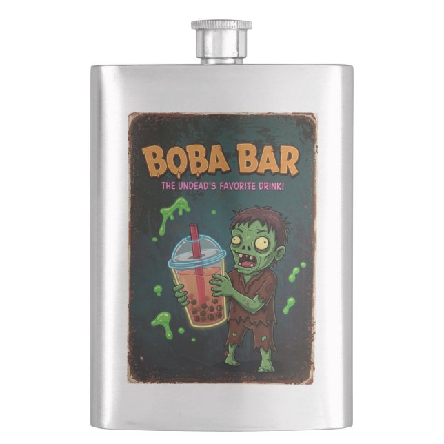 Petaca Boba Bar – The Undead’s Favorite Drink! Flask (Anverso)