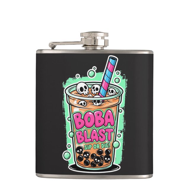 Petaca Boba Blast – Sip or Die! Flask (Anverso)