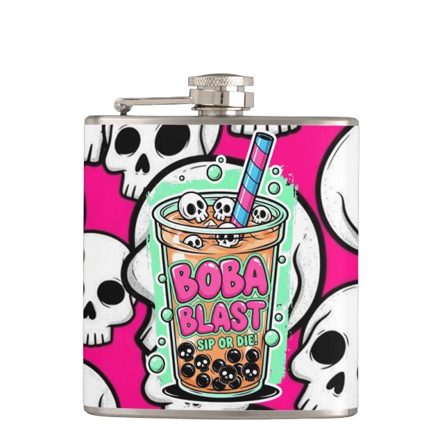 Petaca Boba Blast – Sip or Die! Flask (Anverso)