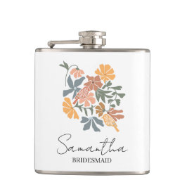 Petaca Boda Boho de flores para damas de honor personaliz