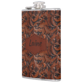 Petaca Boda con aspecto de cuero repujado falso