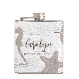 Petaca Boda con tema de playa grano de madera