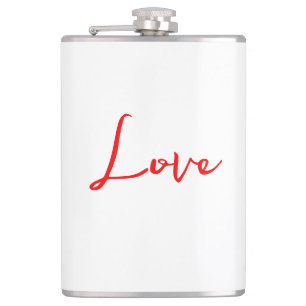 Petaca Boda de Amor Blanco Caligrafía Roja con Estilo