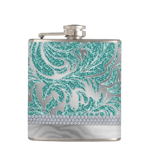 Petaca Boda de compromiso de Valentine Purpurina de hoja