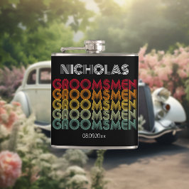 Petaca Boda de Groomsmen de estilo retro monocromático