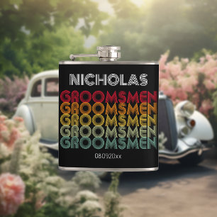 Petaca Boda de Groomsmen de estilo retro monocromático