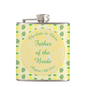 Petaca Boda de verano tropical Piña y hojas de palmera