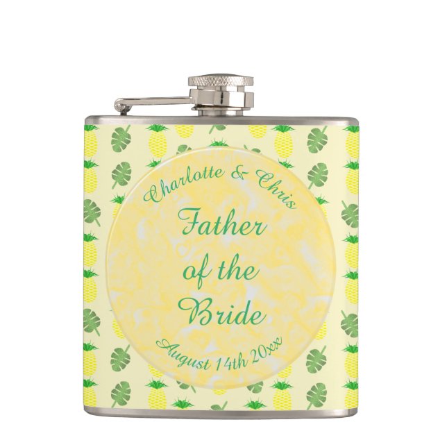 Petaca Boda de verano tropical Piña y hojas de palmera (Anverso)