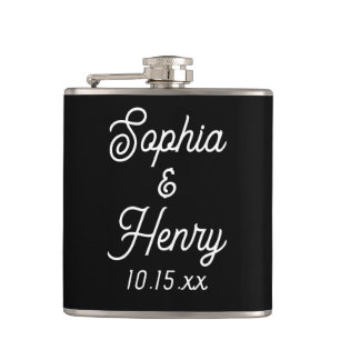 Petaca Boda Elegante Script Typography Black White