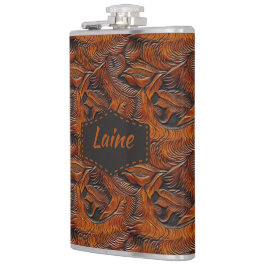 Petaca Boda Faux Tooled Leather Look