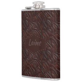 Petaca Boda Faux Tooled Leather Look