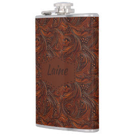 Petaca Boda Faux Tooled Leather Look