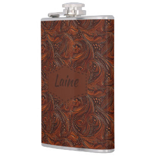 Petaca Boda Faux Tooled Leather Look