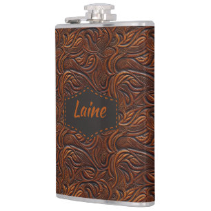 Petaca Boda Faux Tooled Leather Look