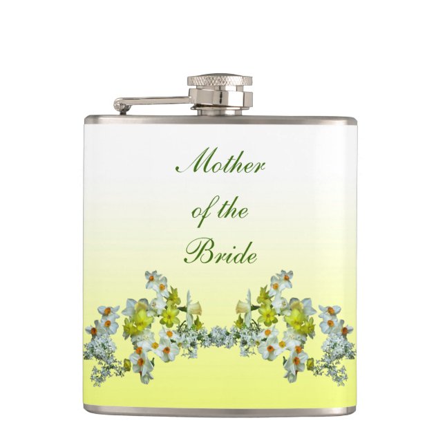 Petaca Boda floral amarilla madre de la novia (Anverso)