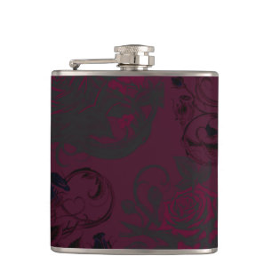Petaca Boda Gótica Glam de Jardín Oscuro Burgundy y Negro