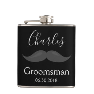Petaca Boda Groomsman Favor Mustache