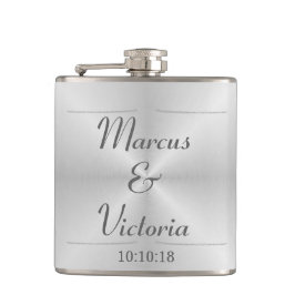 Petaca Boda metalizado cepillado