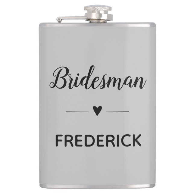 Petaca Boda negro gris bridesman personalizado (Anverso)