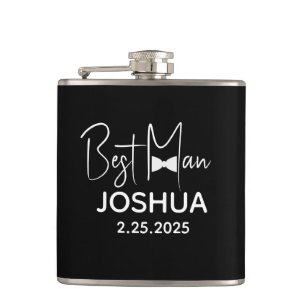 Petaca Boda Personalizada Mejor Amigo Hombre Moderno Negr