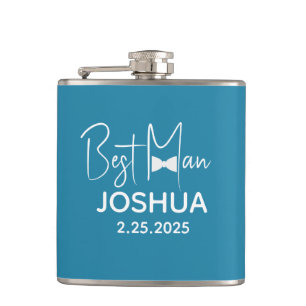 Petaca Boda personalizado mejor hombre moderno azul turbi