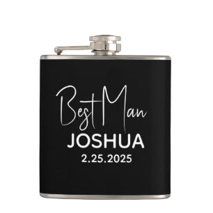 Petaca Boda personalizado mejor hombre negro moderno