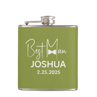 Petaca Boda personalizado Mejor hombre verde moderno