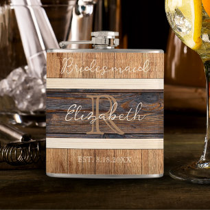 Petaca Boda Rustic Wood Tone