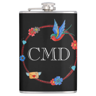 Petaca Boho Bluebird Personalizable Flask