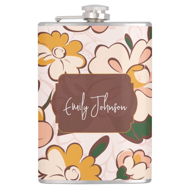 Petaca Boho Floral Nombre Personalizado (Anverso)