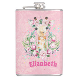 Petaca Boho Giraffe Flores Nombradas Chicas, regalos para