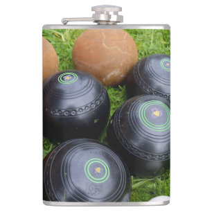 Petaca Bolas De Césped Vintage Marrón Y Negro,