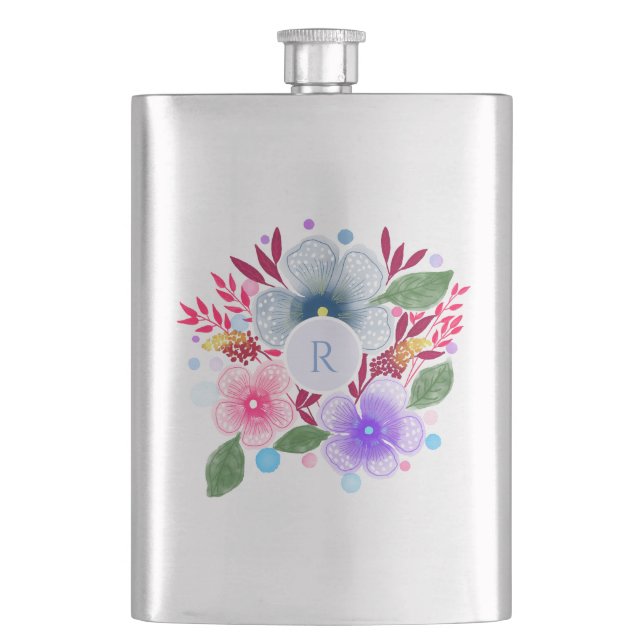 Petaca Bonito acuarela Floral Bouquet Monograma (Anverso)